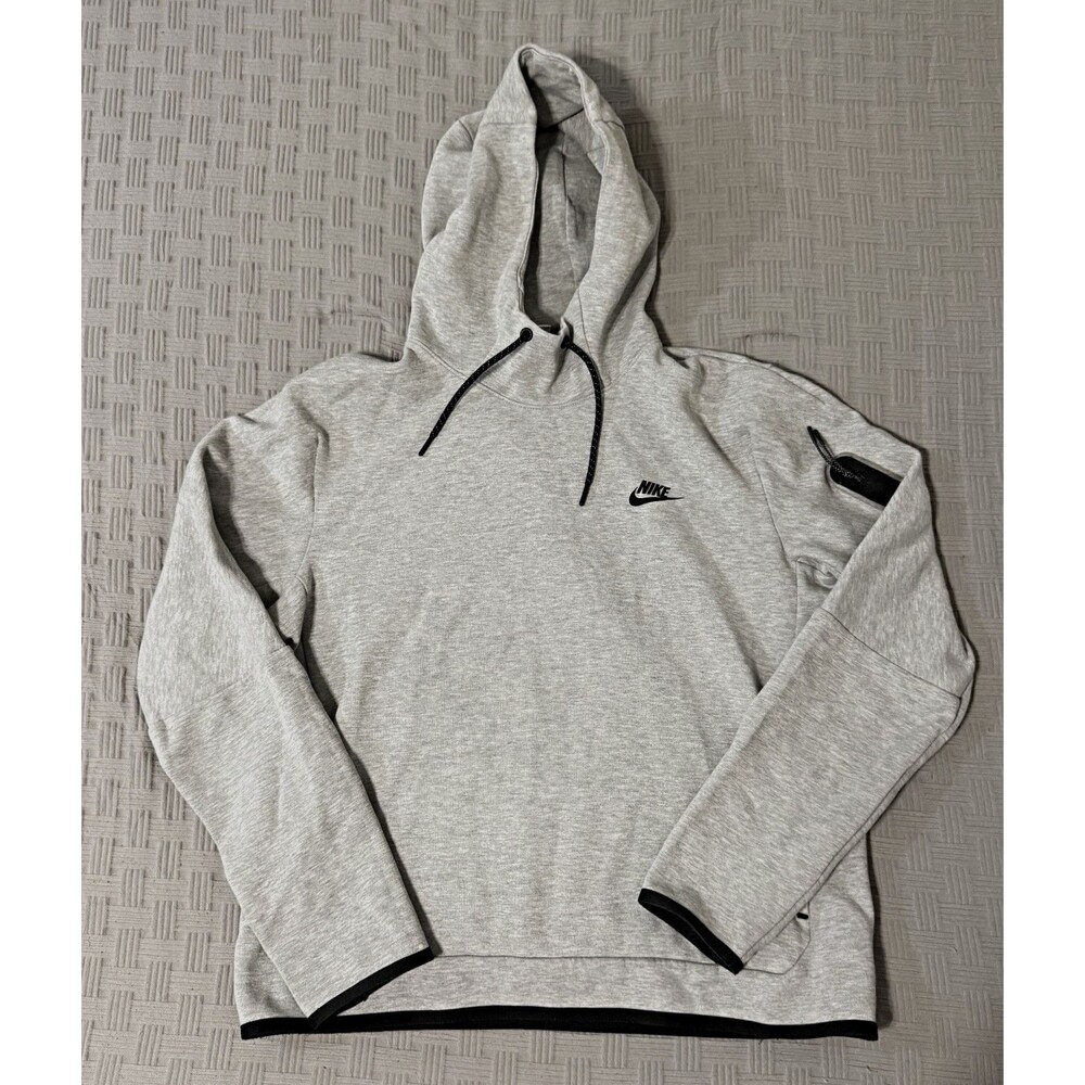 Nike Sportswear Tech Fleece Pullover Hoodie Men's Medium M Gray Black Bonded Zip